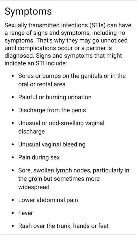 Mention Early Symptoms Of Std