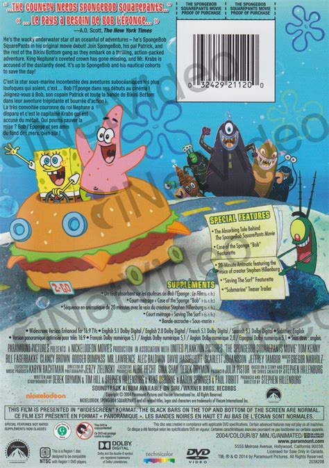 Spongebob Squarepants The Movie Bilingual On Dvd Movie