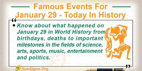 Famous Events For January 29 Today In History Sunsignsorg