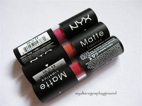 my alter ego s playground review swatch nyx matte lipstick in merlot and sweet pink