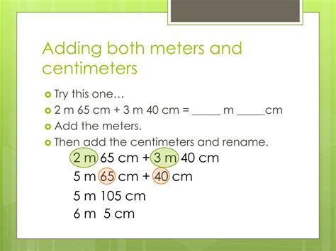 Ppt Adding And Subtracting Meters And Centimeters Powerpoint