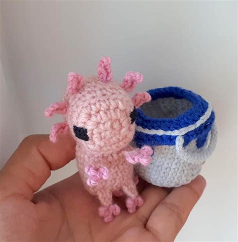 Minecraft Axolotl In The Bucket Crochet Axolotl Axolotl Etsy