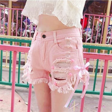 Pink Denim Strawberry Shorts Jeans Lolita Kawaii Ddlg Playground