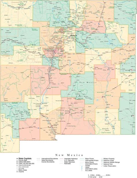 State Map Of New Mexico In Adobe Illustrator Vector Format Detailed