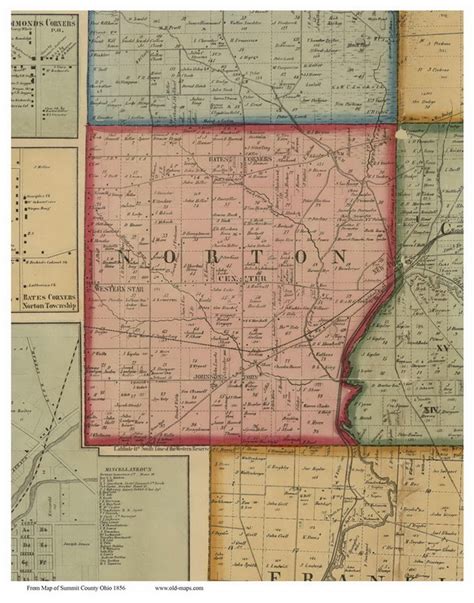 Norton Ohio 1856 Old Town Map Custom Print Summit Co Old Maps
