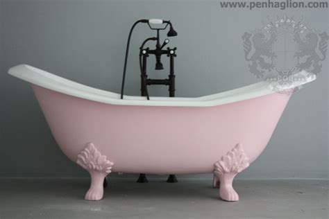 The Rufford 73 Vintage Designer Soft Pink Cast Iron Double Slipper Tub Package From Penhaglion