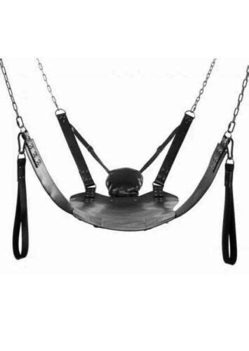 heavy duty real black leather adult sex sling swing hanging bondage bdsm sex fun ebay