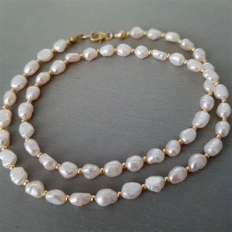 Baroque Freshwater Pearl Necklace Choker 18K Gold Fill Simple Etsy