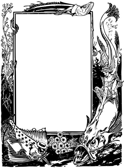 Blue, red, and green floral picture frame. Public Domain Clip Art Image | Ocean Frame | ID ...