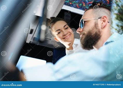 Bus Driver And Passenger Stock Image Image Of Road Looks 94377295