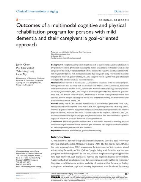 Pdf Outcomes Of A Multimodal Cognitive And Physical Rehabilitation