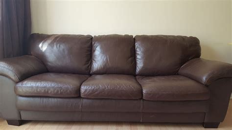 3 Seater 2 Seater Brown Leather Sofa For Sale Used In Wembley
