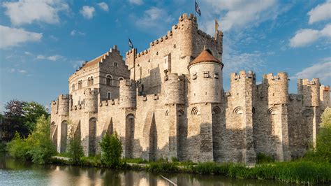 Medieval Castle Gravensteen Castle Of The Counts In Ghent Belgium