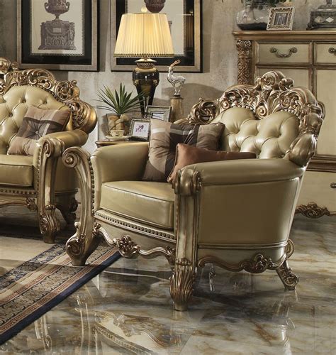 Gold Patina Vendome Royal Living Set By Acme Furniture