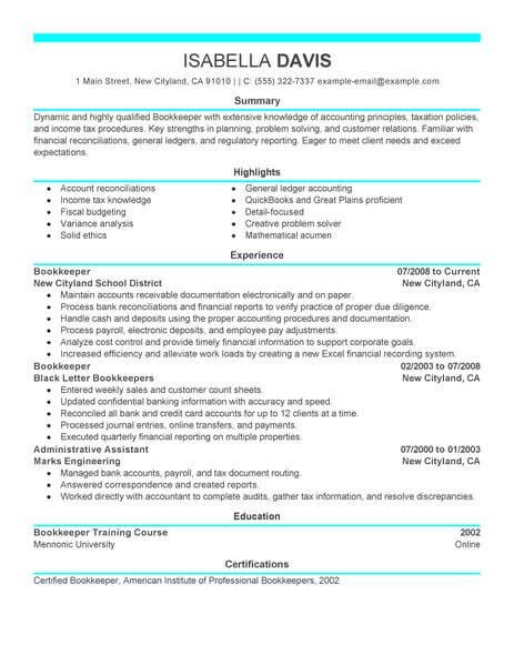 Take a look at our cv examples in professional templates. Best Bookkeeper Resume Example From Professional Resume ...