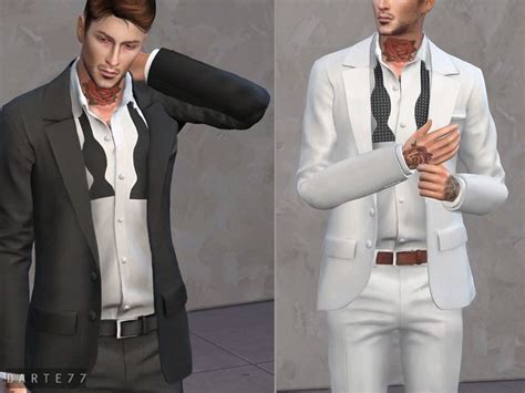 Open Suit Jacket Undone Bow Tie In 2020 Sims 4 Men Clothing Suit