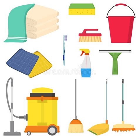 Household Set Cleaning Supplies Icons Stock Illustrations 698