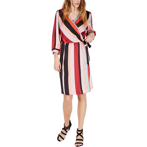 Bar Iii Bar Iii Womens Striped Wrap Dress