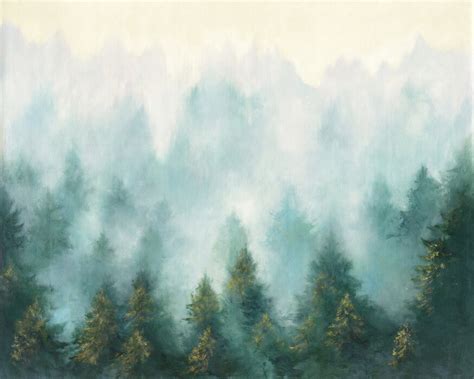 11 Misty Forest Mural Background In Wallpaper