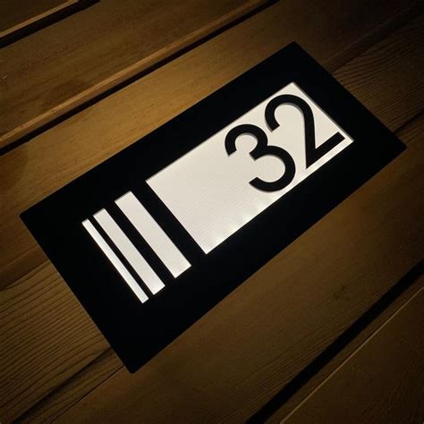 New Illuminated Modern House Number Sign With Low Voltage Led 30 X 15