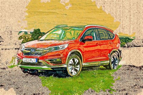 Vehicles Honda Crv Honda Red Suv Drawing By Leonardo Lillian Fine Art