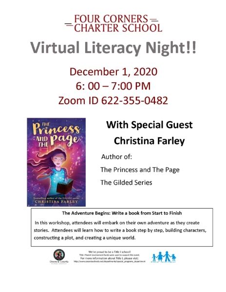 Title I Virtual Literacy Night Title I Four Corners Charter School