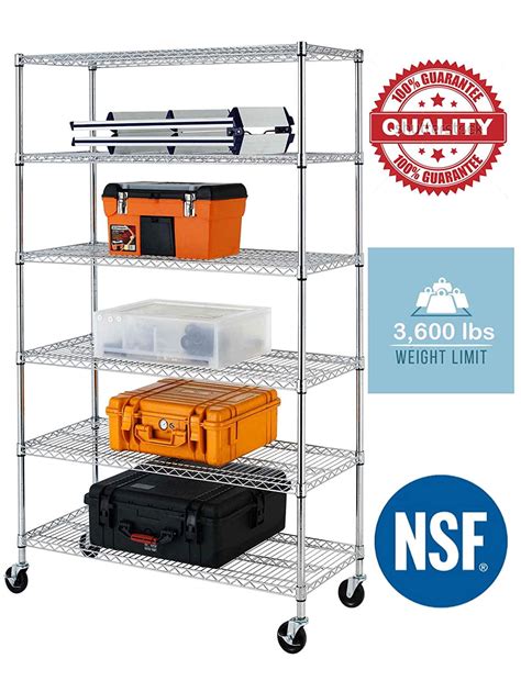 6 Shelf Shelving Unit With Wheels Storage Shelves Heavy Duty Metal
