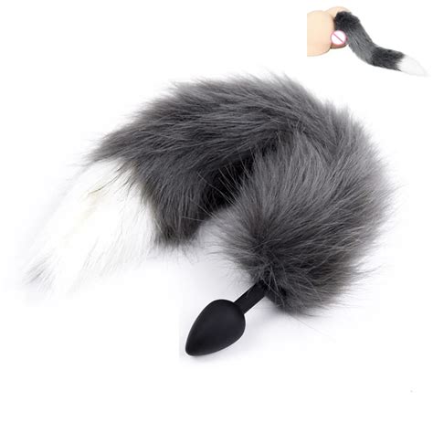 Anal Butt Plug Silicone Anal Stopper Smooth Anus Toy With Faux Fox Tail Cosplay Accessories