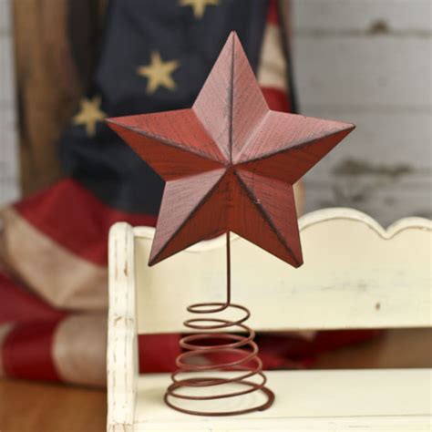 Distressed Barn Red Metal Star Tree Topper Christmas Trees And