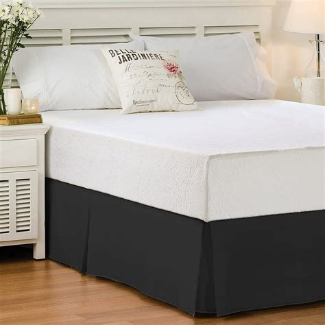 Tailored Pleated Bed Skirt For Queen Bed 16 Down Microfiber Black King Bed Skirt