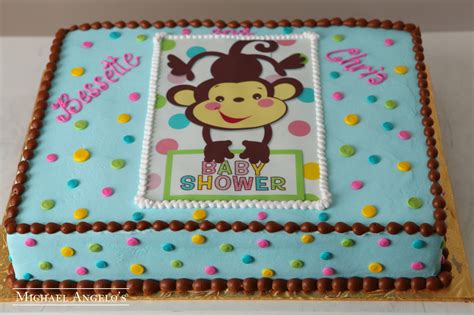 Monkey themed baby shower decorations Edible Monkey Baby Shower #49Baby This half-sheet double ...