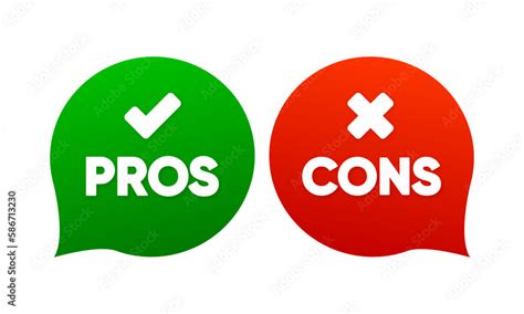 Pros Cons In Flat Style Green And Red Flat Icons Concept For