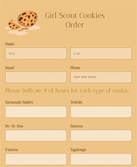 Free Girl Scout Cookies Order Form Template 123formbuilder