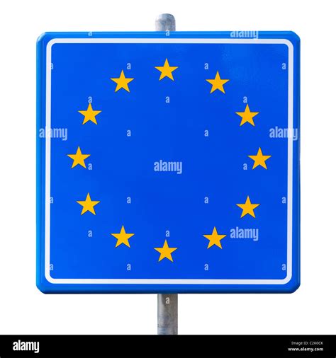 Empty Eu European Union Border Road Sign Roadsign Cut Out Cutout