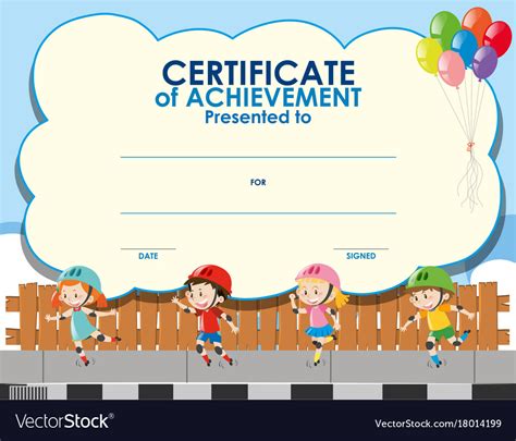 Certificate Template With Kids Skating Royalty Free Vector