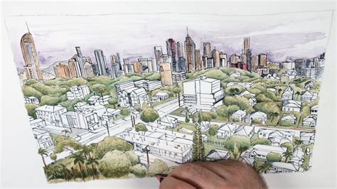 How To Create A Cityscape Drawing In Earth Tones Youtube