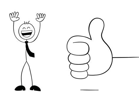 Giving Thumbs Up And Stickman Businessman Character Very Happy Vector