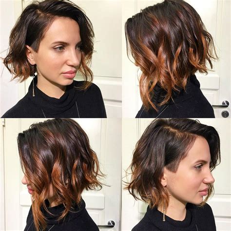 Wavy Angled Undercut Bob With Balayage Color The Latest Hairstyles
