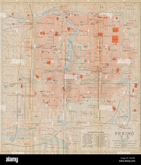 Peking Beijing Antique Town City Plan China 1915 Old Map Chart