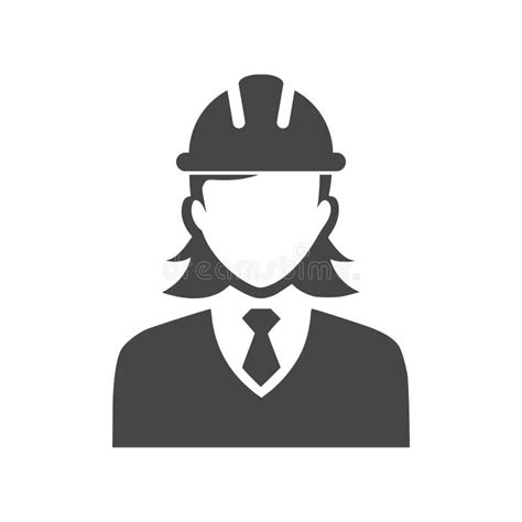 Woman Construction Worker Icon Logo With Shadow Stock Vector