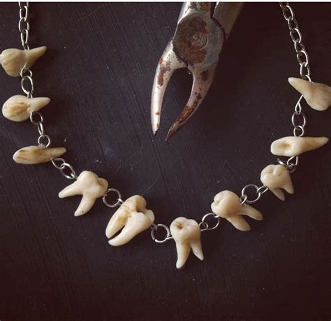 Gothic Teeth Necklace Human Tooth On Silver Chain Handmade Etsy UK