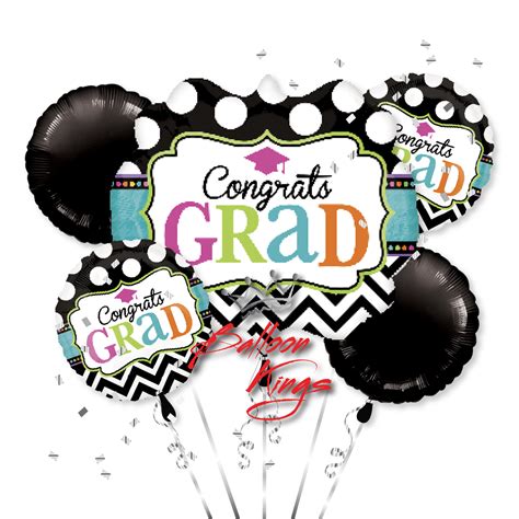 Congrats Graduation Chevron Bouquet Balloon Kings