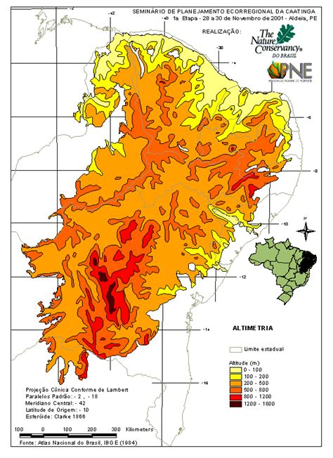 mapa de altimetria fonte ecorregiões propostas para o bioma caatinga download scientific