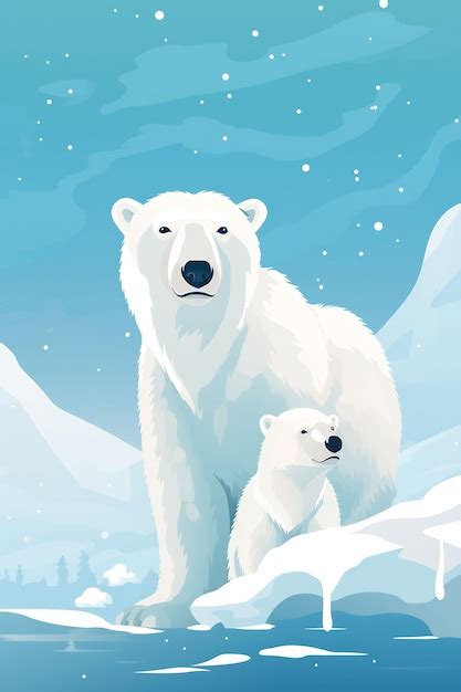 Premium Ai Image A Polar Bear And Her Cubs In The Snow