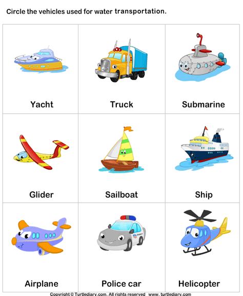 Transportation by Water Worksheet - Turtle Diary