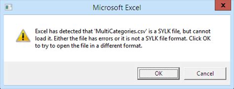 Excel Has Detected That Multicategories Csv Is A Sylk File Openbuildings Aecosim