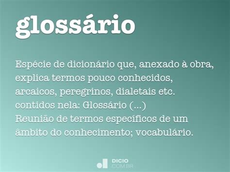 Glossário Dicio Dicionário Online De Português