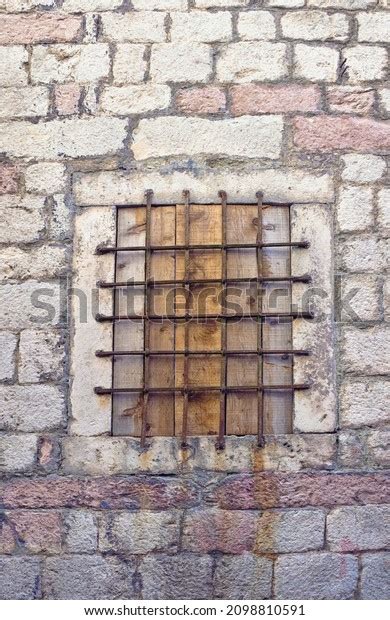 Boarded Window Metal Grid Stone Wall Stock Photo 2098810591 Shutterstock