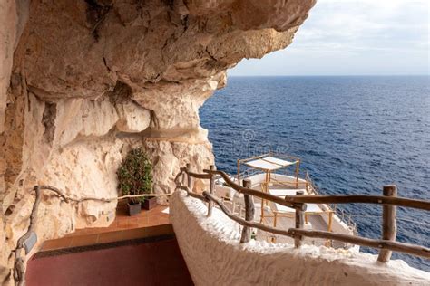 Seaside Cafe Bar In The Caves On The Island Of Menorca Spain Editorial