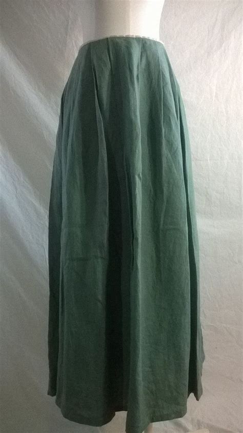 Hand Sewn Th Century Style Green Linen Petticoat Etsy Hand Sewing